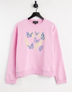 Oversized-свитшот с принтом бабочек New Girl Order-Розовый цвет