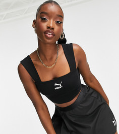 Черный топ с квадратным вырезом и широкими бретелями Puma Classics-Черный цвет