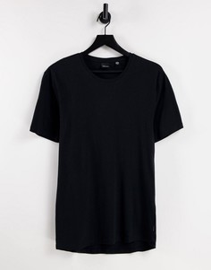 Черная длинная футболка с асимметричным краем Only & Sons-Черный цвет