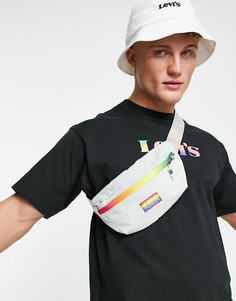 Сумка-кошелек на пояс из денима с разноцветным логотипом Levis Pride-Голубой
