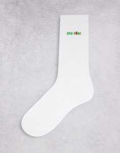 Белые носки с надписью "New York" Topman-Белый