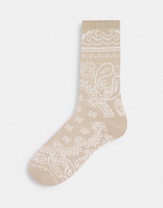Светло-бежевые носки средней длины с принтом пейсли Topman-Светло-бежевый цвет