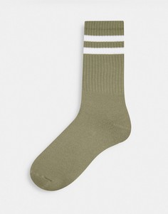 Носки цвета хаки с белыми полосками Topman-Зеленый цвет