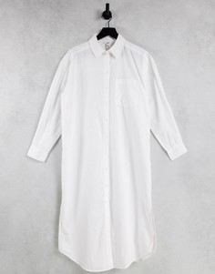 Белая длинная oversized-рубашка из органического хлопка Object-Белый
