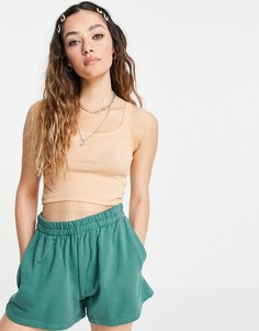 Персиковая базовая майка в рубчик Topshop-Нейтральный