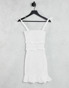 Белое ярусное платье мини со сборками Pimkie-Белый