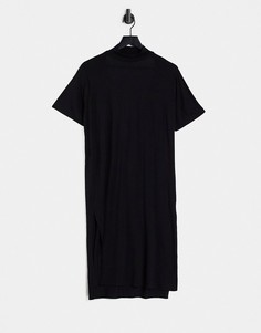 Черное платье миди с высоким воротом и V-образным вырезом I Saw It First-Черный цвет