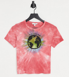 Розовая футболка с эффектом тай-дай и принтом "Wonderful World" Topshop Petite-Розовый цвет