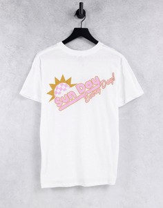 Oversized-футболка с графическим принтом "Sun Day" New Girl Order-Белый