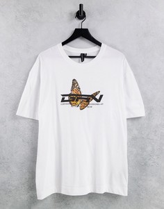 Белая oversized-футболка с принтом бабочки Good For Nothing-Белый