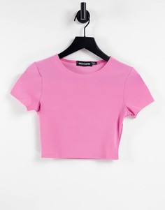 Эксклюзивная розовая укороченная футболка Missy Empire-Розовый цвет Missyempire