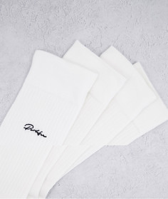 Набор из 5 пар белых носков с логотипом River Island-Белый