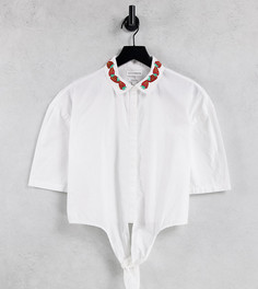 Укороченная рубашка с завязкой спереди и клубникой на воротнике от комплекта Native Youth-Белый