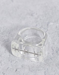 Прозрачное пластиковое кольцо с декором в виде колючей проволоки ASOS DESIGN-Прозрачный
