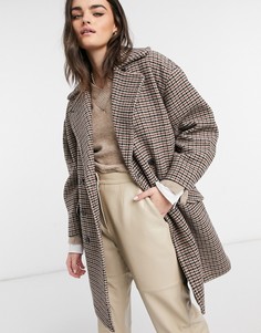 Шерстяное пальто в клетку в стиле oversized Selected Femme-Разноцветный