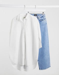 Белая длинная рубашка из органического хлопка Selected Femme-Белый