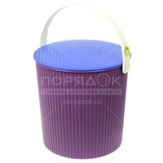Ведро-стул пластик, 10 л, с крыш, лиловое, Элластик-Пласт, Стул