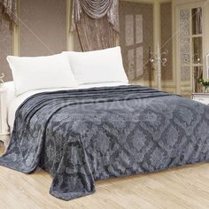 Плед евро, 200х220 см, велсофт, 100% полиэстер, Cleo, Парма, темно-сер, 200/098-OP