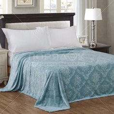 Плед 2-сп, 180х200 см, велсофт, 100% полиэстер, Cleo, Парма, голубой, 180/169-OP