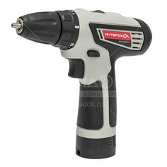 Дрель-шуруповерт аккумуляторная Интерскол ДА-10/12Л2, 0-1350 об/мин, 12 В, 2х1.5 Ач, 10 мм