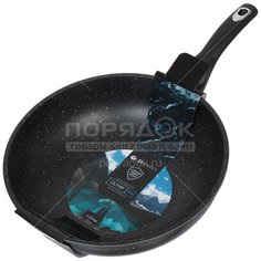 Сковорода-вок алюминий, 30 см, антиприг, Daniks, Мрамор Олимп, черн, WOK309-BLM