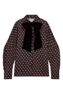 Черная блузка с принтом и бантом Maje