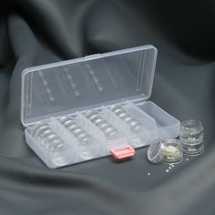 Контейнер для рукоделия, со съёмными ячейками, 25 баночек d = 3 см, 19 × 9,5 × 4 см, цвет прозрачный Арт Узор