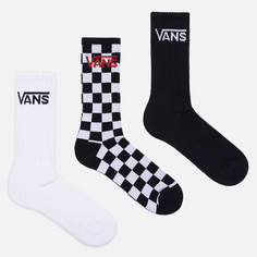 Комплект носков Vans Classic Crew 3-Pack, цвет чёрный, размер 38.5-42 EU