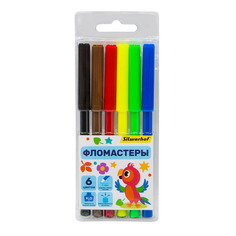 Упаковка фломастеров Silwerhof Веселые друзья, 6 цв., пакет с европодвесом 12 шт./кор.