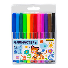 Упаковка фломастеров Silwerhof Веселые друзья, 12 цв., пакет с европодвесом 12 шт./кор.