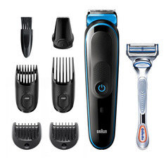 Триммер Braun MGK3242 + Бритва Gillette + 1 кас черный/синий