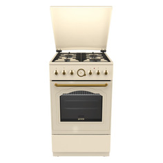 Газовая плита Gorenje KS5250CLI, электрическая духовка, металлическая крышка, чугун, слоновая кость