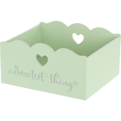 Деревянная коробка ZIHAN Heart мятная L 31х27х16 см