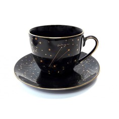 Чашка с блюдцем Porcelana Bogucice Zodiak black 0,28 л