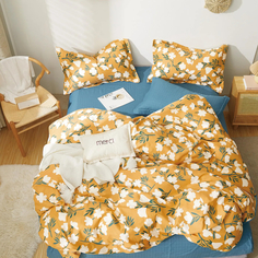 Комплект постельного белья Sanpa Долорес белый с оранжевым и синим Евро