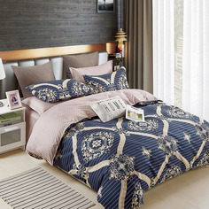 Комплект постельного белья Sanpa Кира золотой с розовым и синим Евро