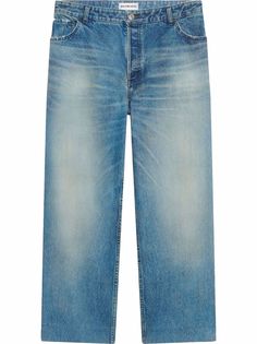 Balenciaga укороченные джинсы с эффектом потертости