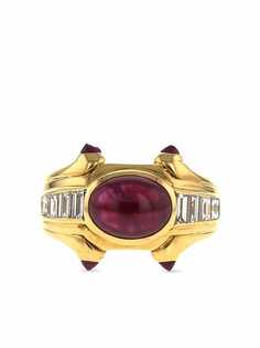 Bvlgari Pre-Owned кольцо 1980-х годов из желтого золота с бриллиантами и рубинами