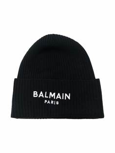Balmain Kids шерстяная шапка бини с вышитым логотипом