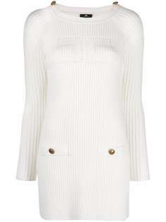 Elisabetta Franchi платье в рубчик с логотипом