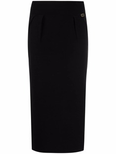 TWINSET юбка миди с завышенной талией и разрезом