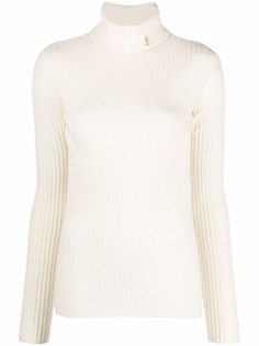 Saint Laurent джемпер в рубчик с высоким воротником