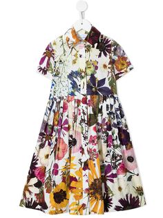 Oscar De La Renta Kids платье-рубашка с цветочным принтом