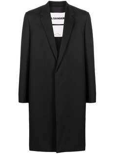 Jil Sander однобортное пальто с фотопринтом и бахромой