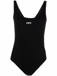 Off-White боди в рубчик с логотипом