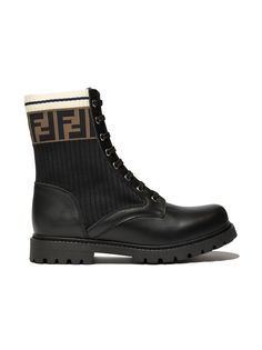 Fendi Kids ботинки на шнуровке с логотипом FF