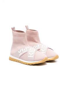 Kenzo Kids высокие кроссовки Flyknit с логотипом
