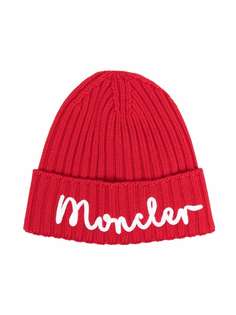 Moncler Enfant шерстяная шапка бини с логотипом