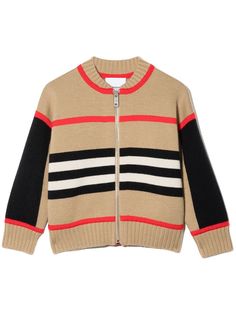 Burberry Kids кардиган на молнии в полоску Icon Stripe