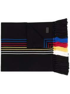 Saint Laurent шерстяной шарф в полоску с бахромой